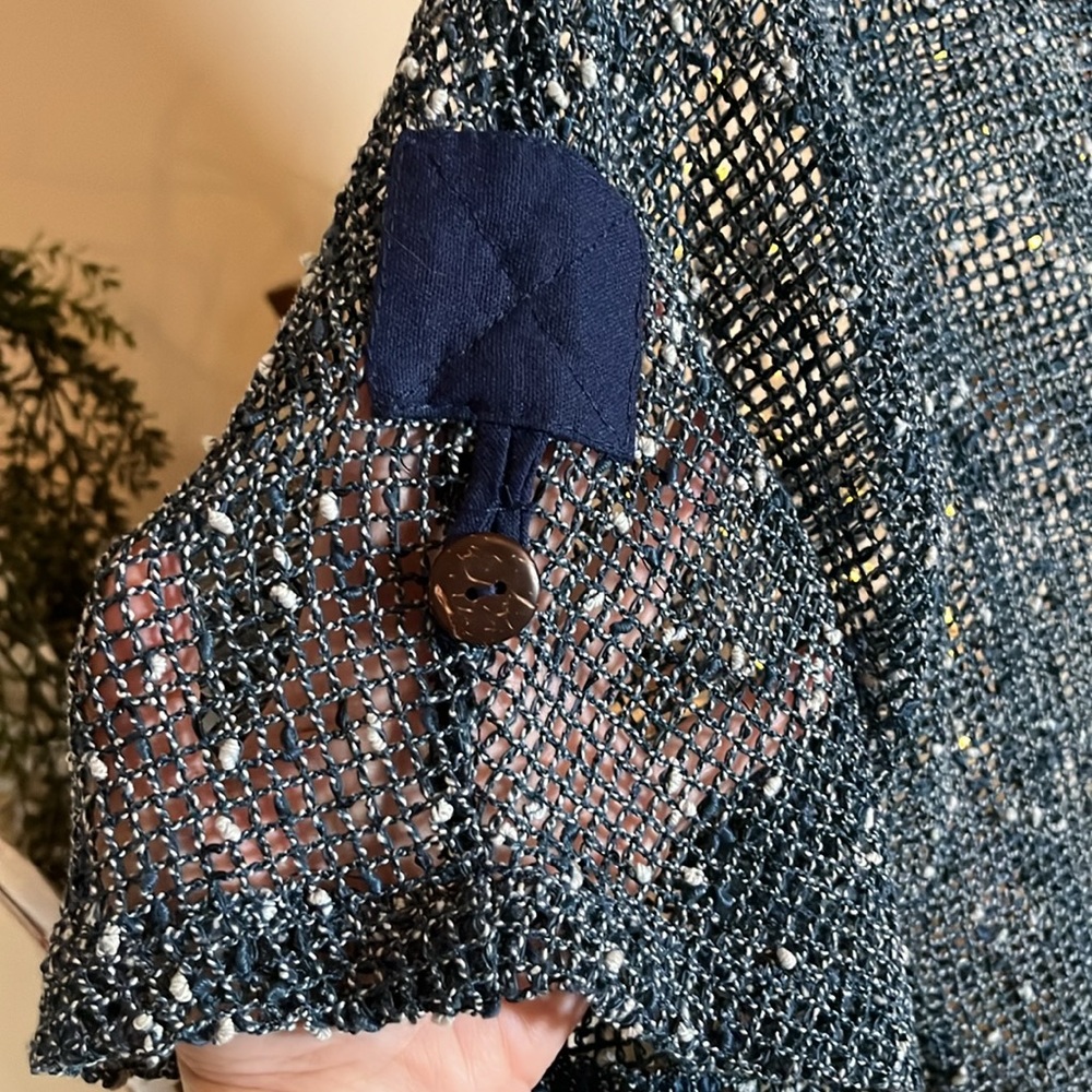 Kaktus M marine blue mesh tunic w/white specks. Longer in front on the sides EUC - Picture 5 of 5